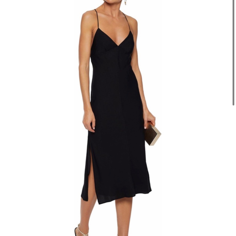 Milly of New York black silk slip dress